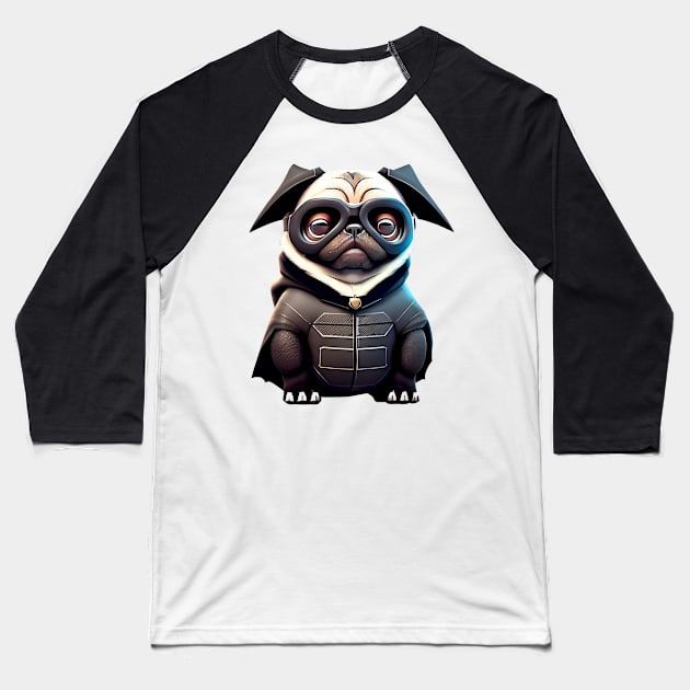 Cute Pug in Bat Costume - Adorable Pug in Bat Suit Design Baseball T-Shirt by fur-niche